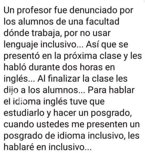 UN PROFESOR SOBRE EL LENGUAJE INCLUSIVO